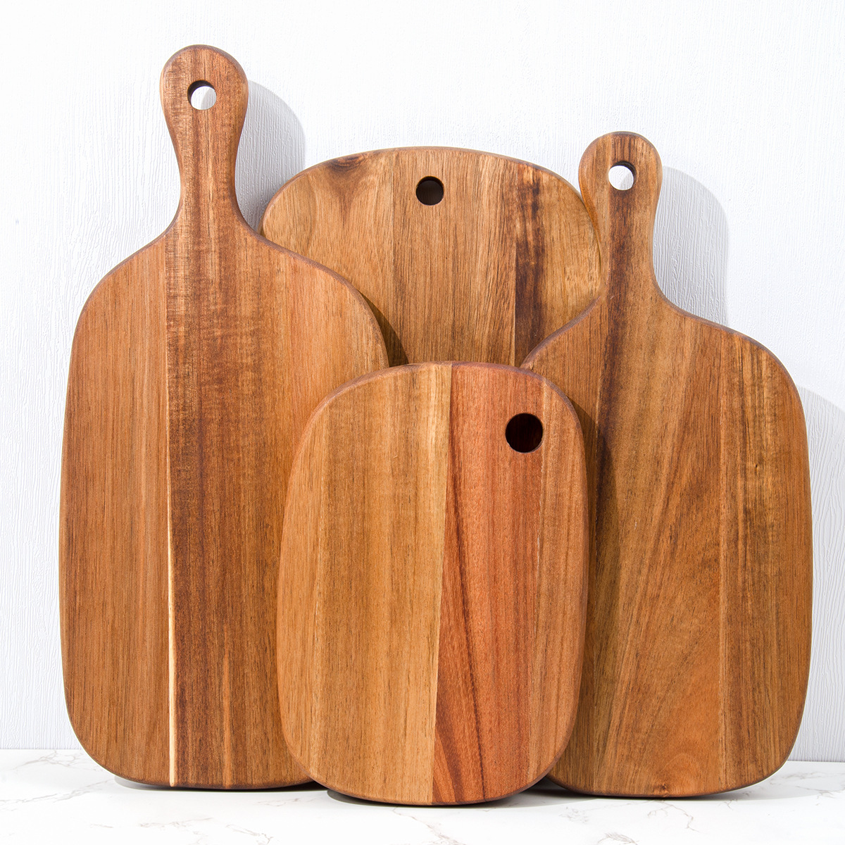 Minimalist Acacia Wood Cutting Board with Hanging Hole – Rounded Corner Chopping Board